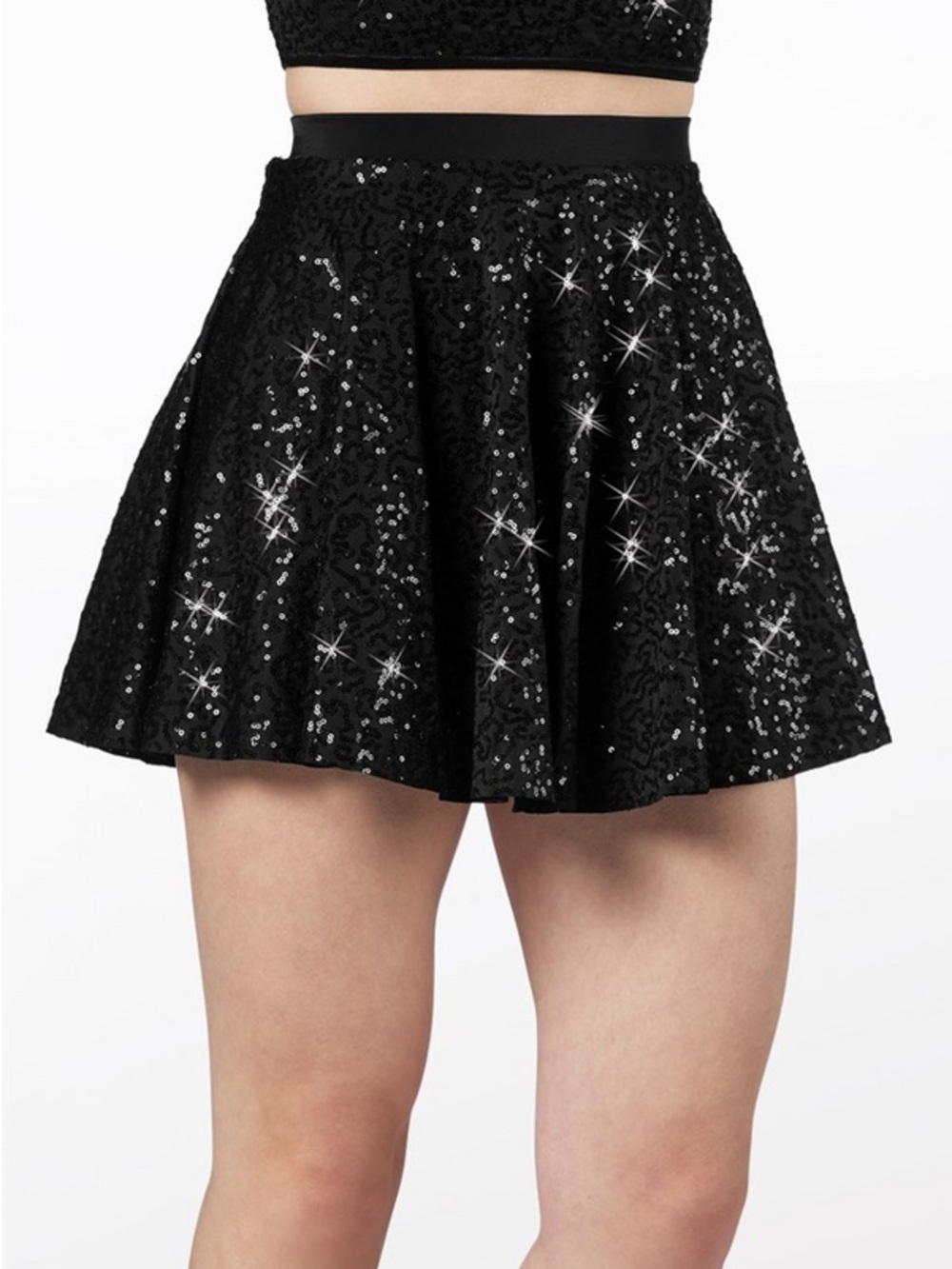 balera Black Sequin Skater Skirt size M